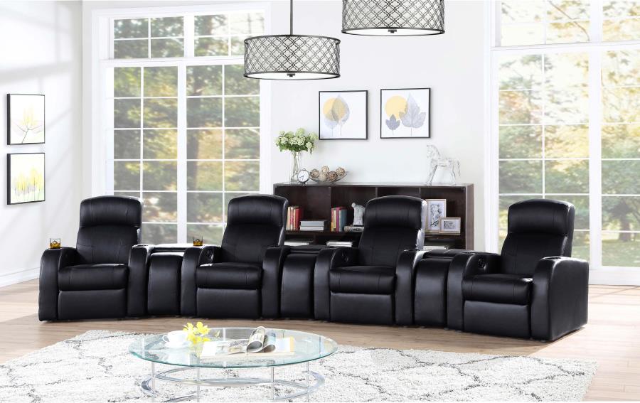 Cyrus Home Theater Top Grain Leather Recliner Black
