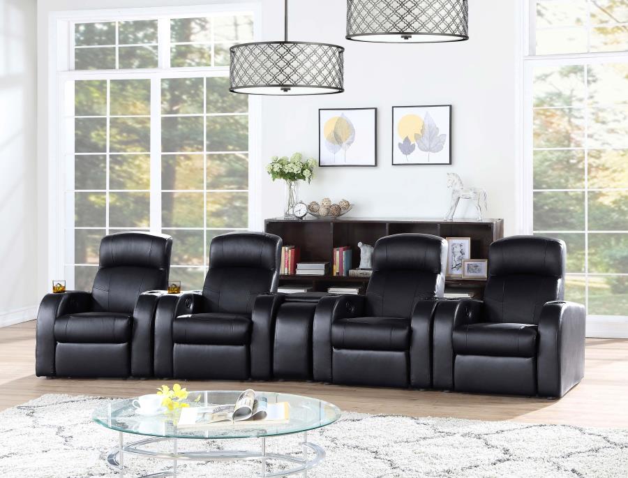 Cyrus Home Theater Top Grain Leather Recliner Black