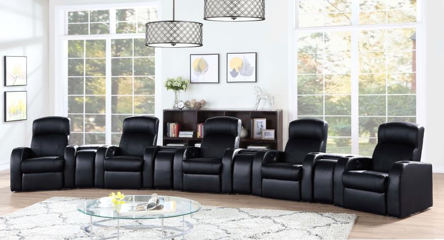 Cyrus Home Theater Top Grain Leather Recliner Black