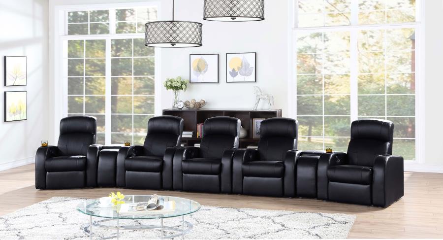 Cyrus Home Theater Top Grain Leather Recliner Black