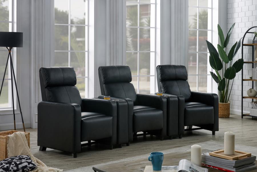 Toohey 5Pcs Vinly Tufted Home Theater Room Set Black