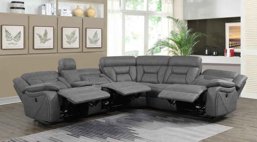 Higgins 4-piece Upholstered Power Sectional Grey