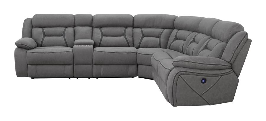 Higgins 4-piece Upholstered Power Sectional Grey