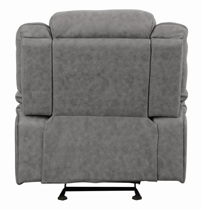 Higgins Overstuffed Upholstered Glider Recliner Grey