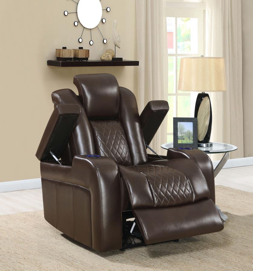 Delangelo Power^2 Recliner with Cup Holders Brown