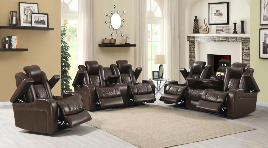 Delangelo Power^2 Recliner with Cup Holders Brown