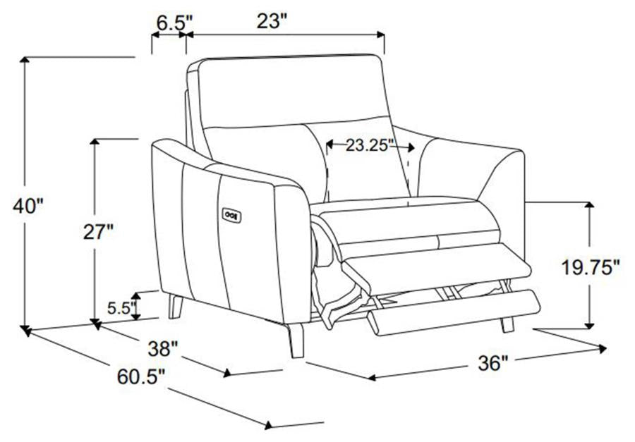 Derek Upholstered Power Recliner BLUE