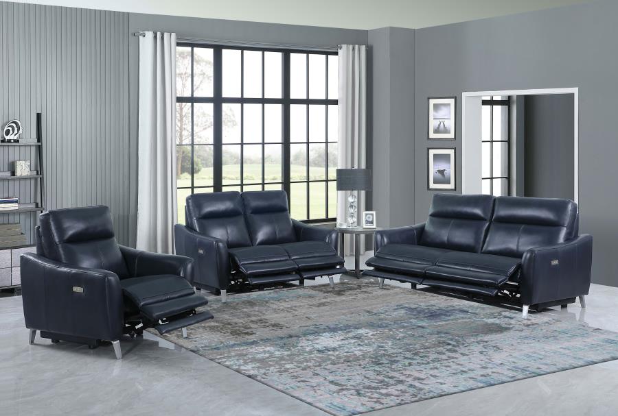 Derek Upholstered Power Recliner BLUE