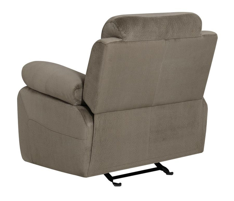 Myleene Pillow Top Arm Glider Recliner Mocha