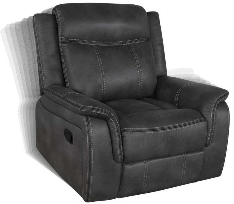 Lawrence Upholstered Tufted Back Glider Recliner CHARCOAL