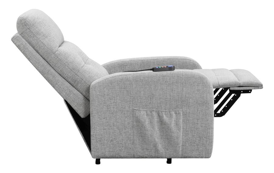 Howie Tufted Upholstered Power Lift Recliner Grey