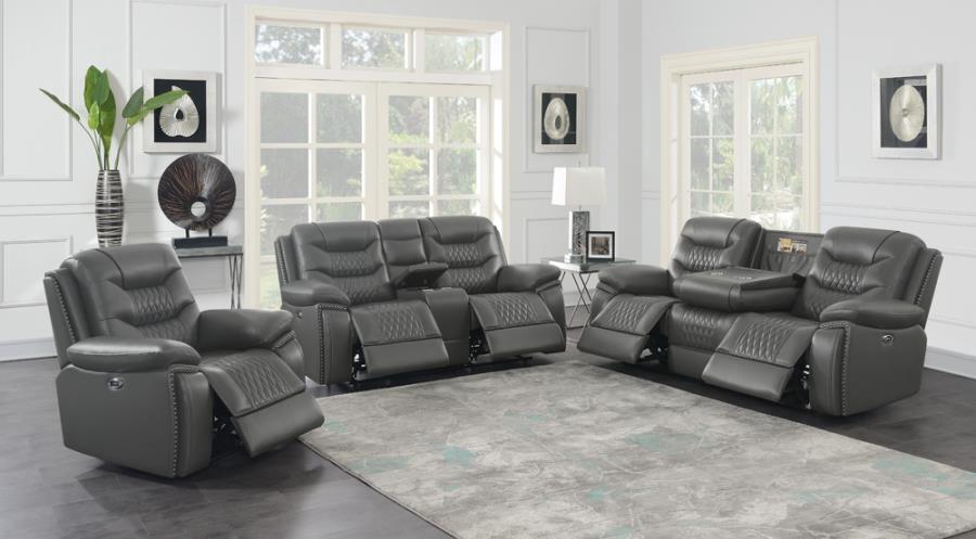 Flamenco Tufted Upholstered Power Recliner Charcoal