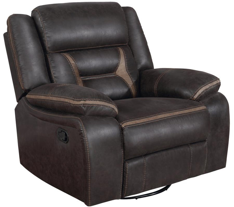 Greer Upholstered Tufted Back Glider Recliner DARK BROWN