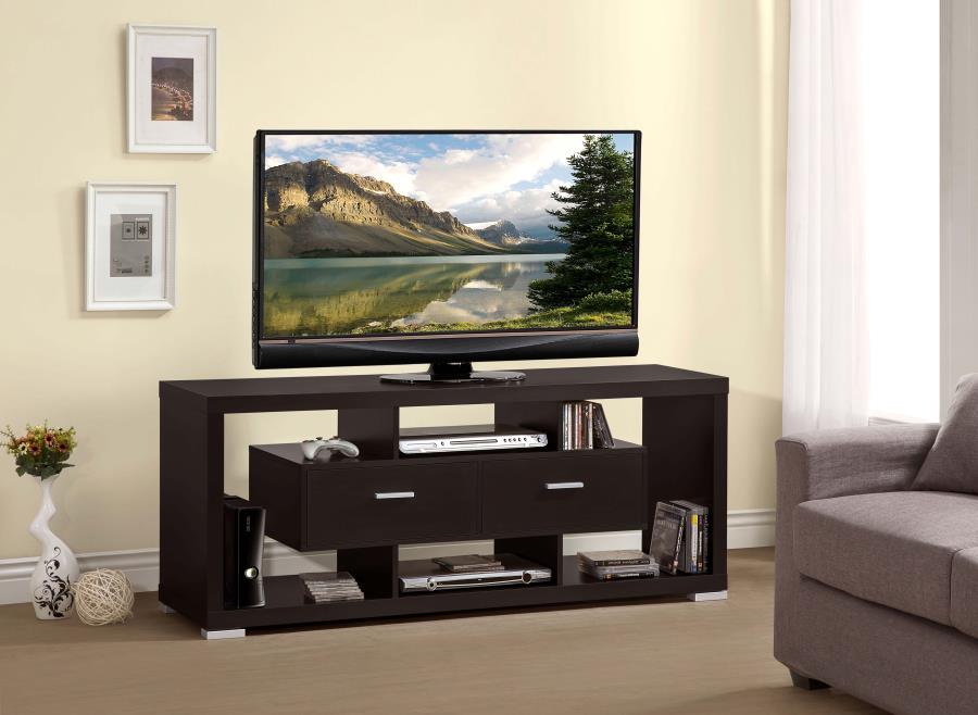 Darien 2-drawer Rectangular 59" TV Console CAPPUCCINO