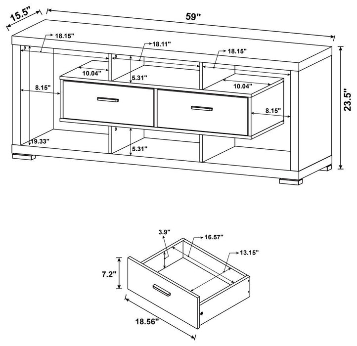 Darien 2-drawer Rectangular 59" TV Console CAPPUCCINO