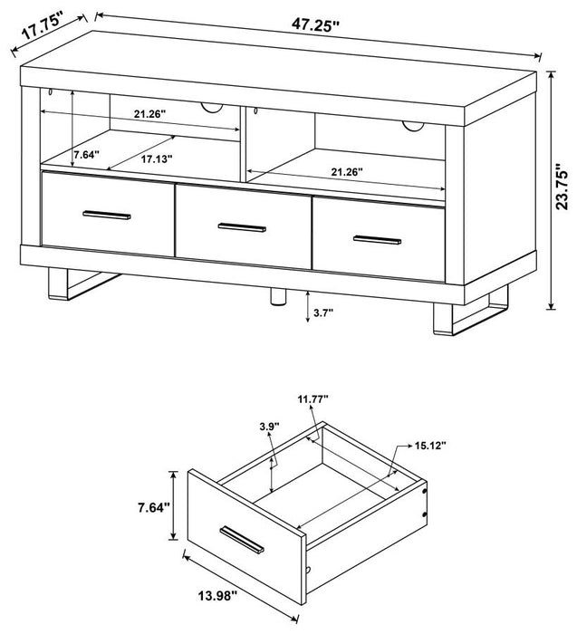 Alton 48" 3-drawer 47" TV Console BLACK OAK ONLY