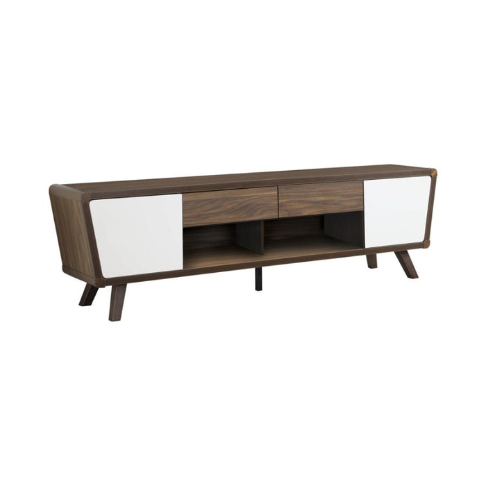 Alvin 2-drawer TV Console DARK WALNUT & GLOSSY WHITE ONLY