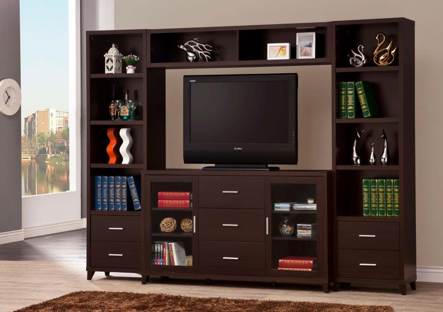 Lewes 4-piece Entertainment Center CAPPUCCINO ONLY