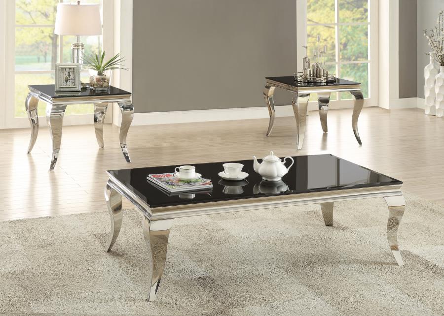 Luna Rectangular Coffee Table Chrome and Black