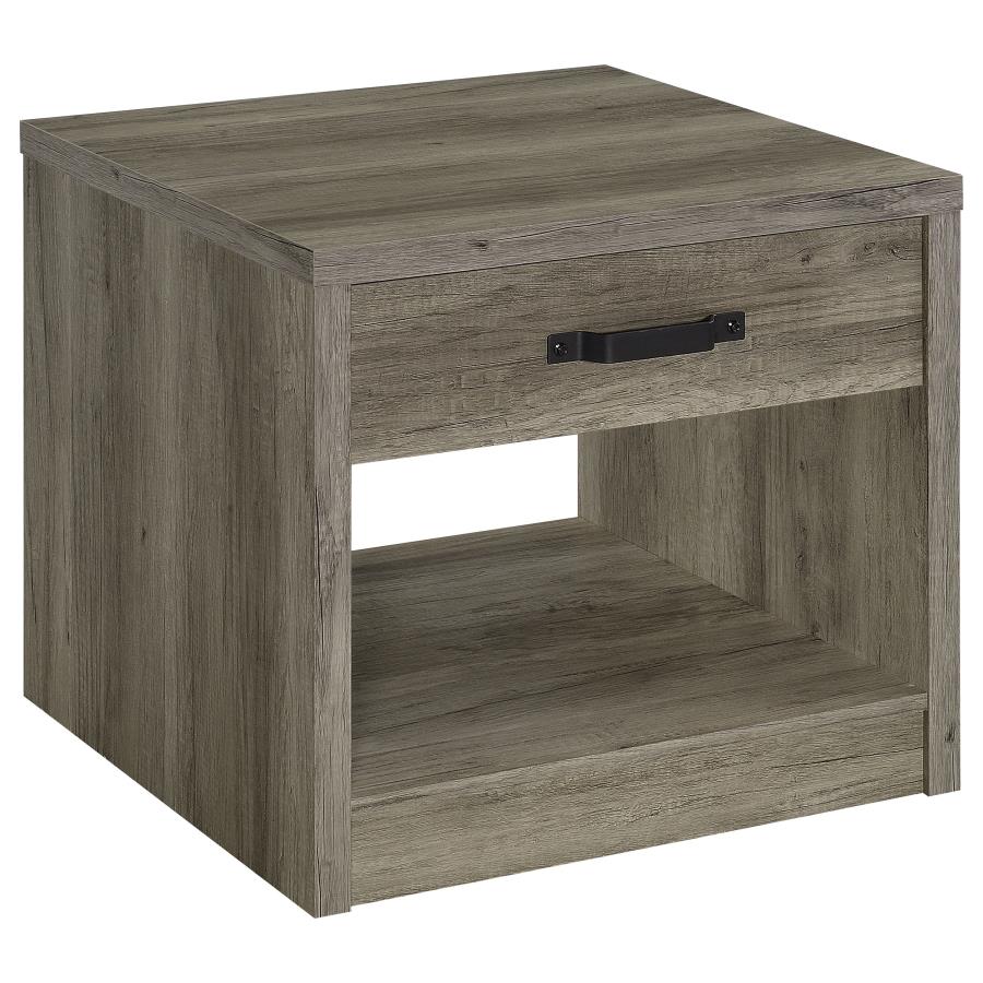 Felix 1-drawer Square Engineered Wood End Table Grey Driftwood