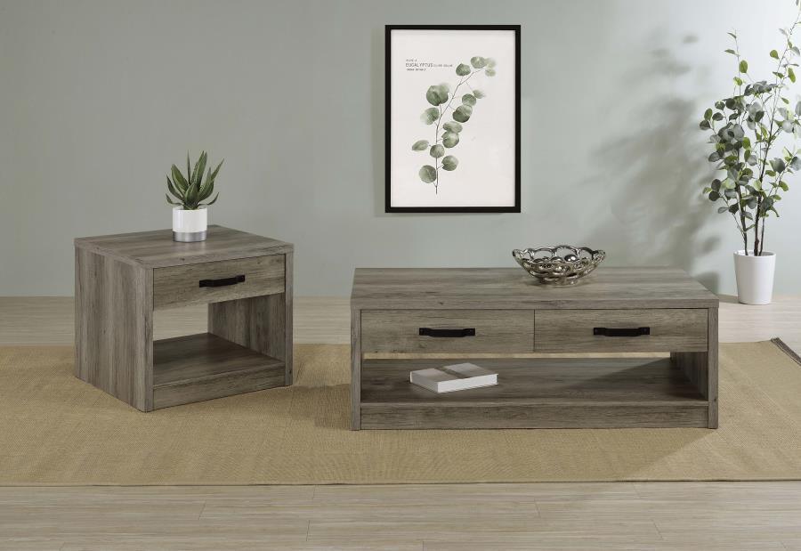 Felix 1-drawer Square Engineered Wood End Table Grey Driftwood