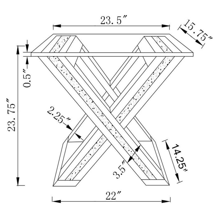 Bonnie X-base Rectangle Glass Top End Table Mirror