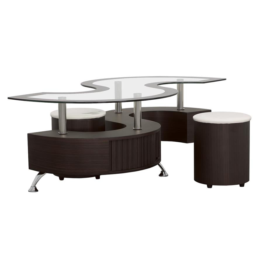 Buckley 3-piece Coffee Table and Stools Set Cappuccino
