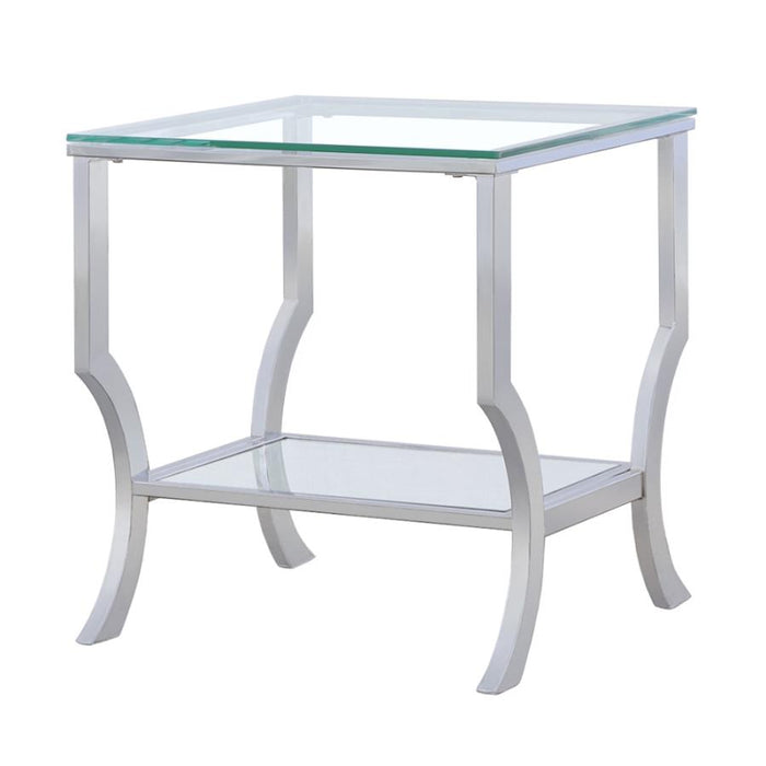 Saide Square End Table with Mirrored Shelf Chrome