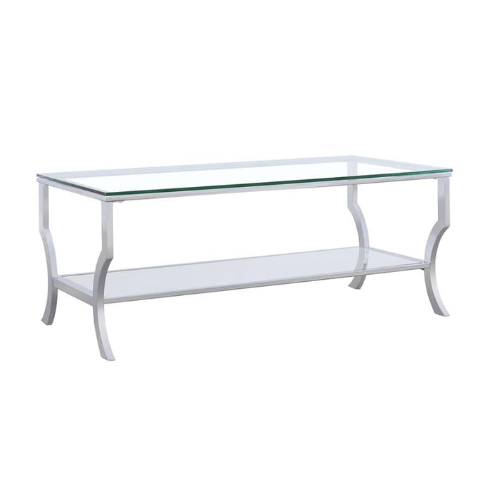 Saide Rectangular Coffee Table with Mirrored Shelf Chrome