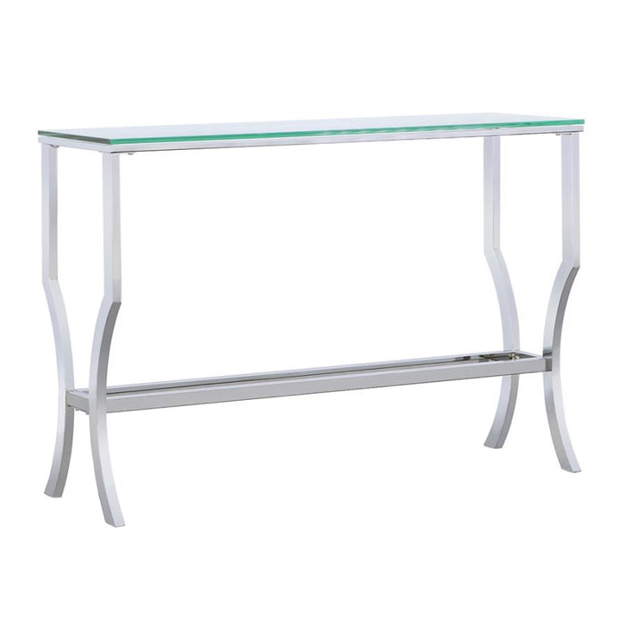 Saide Rectangular Coffee Table with Mirrored Shelf Chrome