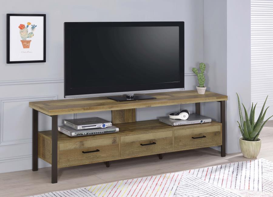 Ruston 71" 3-drawer TV Console WEATHERED PINE ONLY