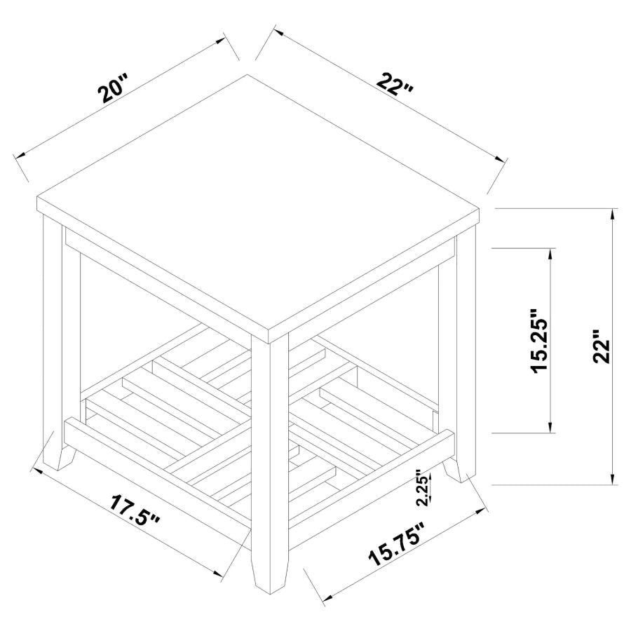 Cliffview 1-shelf Rectangular End Table Grey