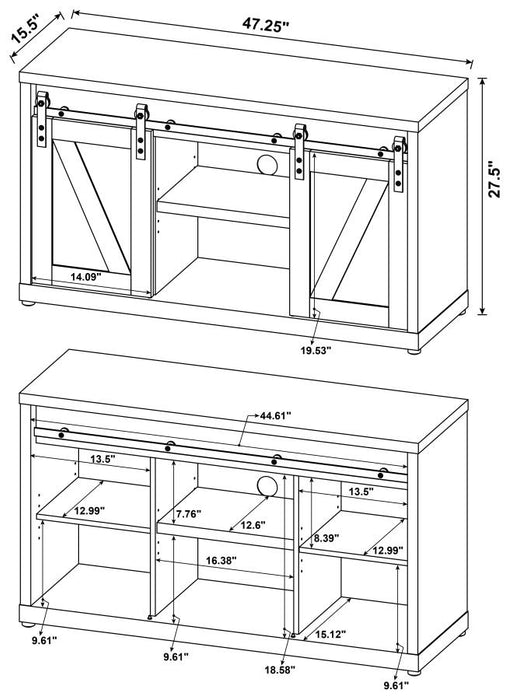 Brockton 47-inch 3-shelf Sliding Doors TV Console RUSTIC OAK