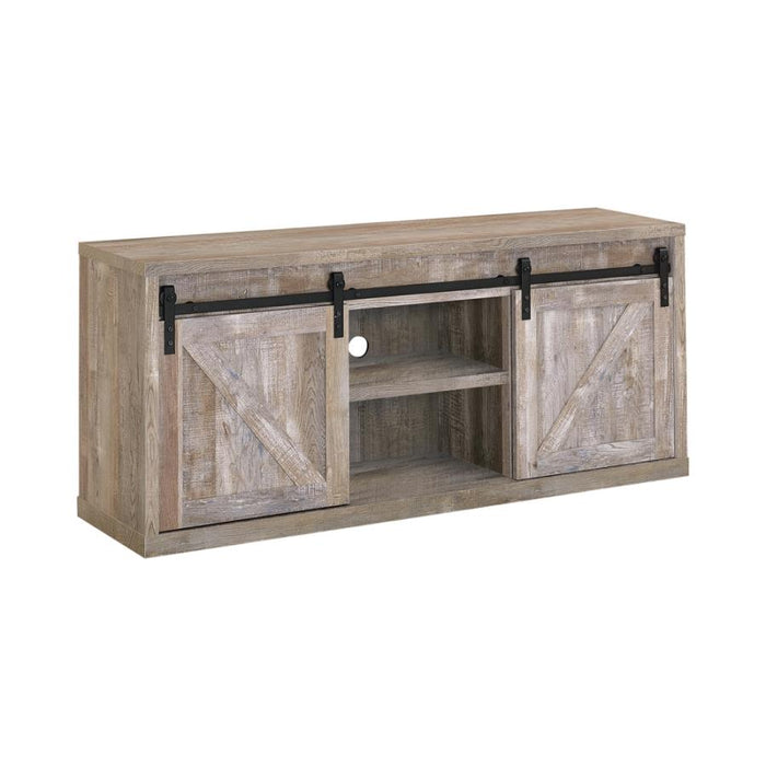 Brockton 59-inch 3-shelf Sliding Doors TV Console WEATHERED OAK