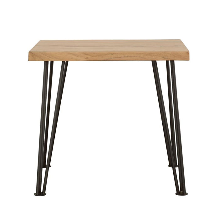 Zander End Table with Hairpin Leg Natural and Matte Black LIVE EDGE SOLID WOOD