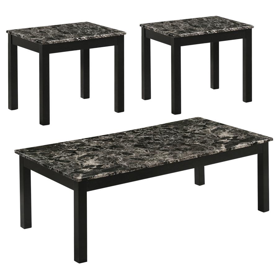 Darius Faux Marble Rectangle 3-piece Occasional Table Set Black