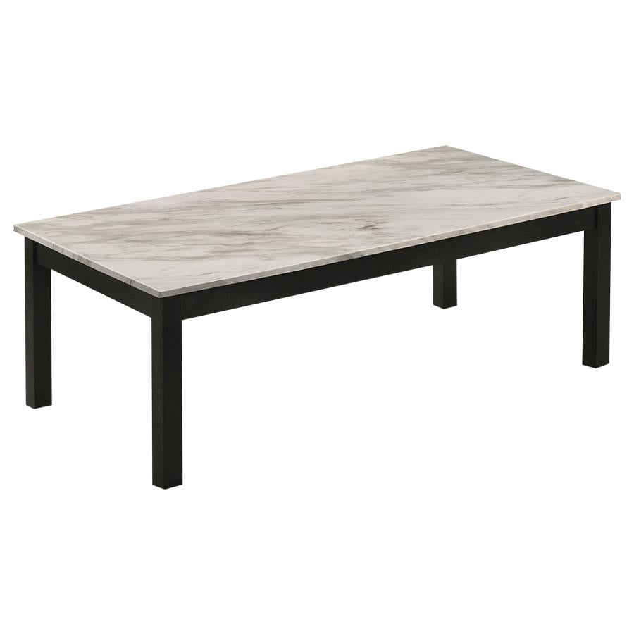 Bates Faux Marble 3-piece Occasional Table Set White and Black
