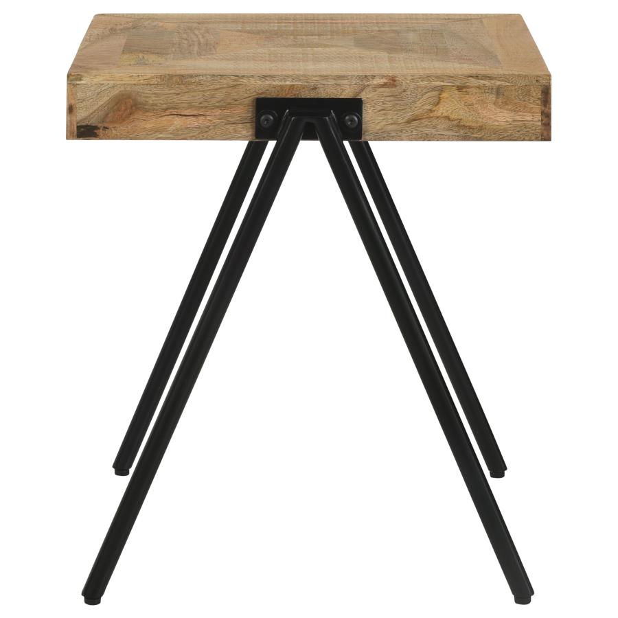 Avery Square End Table with Metal Legs Natural and Black SOLID WOOD