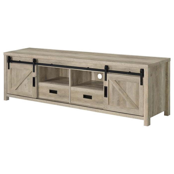 Madra Rectangular 79" TV Console W/ 2 Sliding Doors ANITQUE PINE