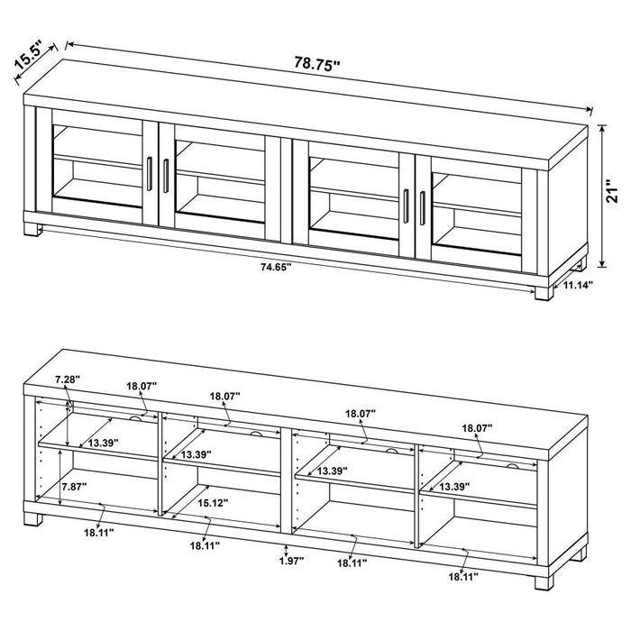 Sachin Rectangular 79"TV Console with Glass Doors