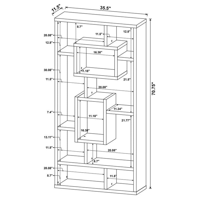 Howie 10-shelf Bookcase Cappuccino