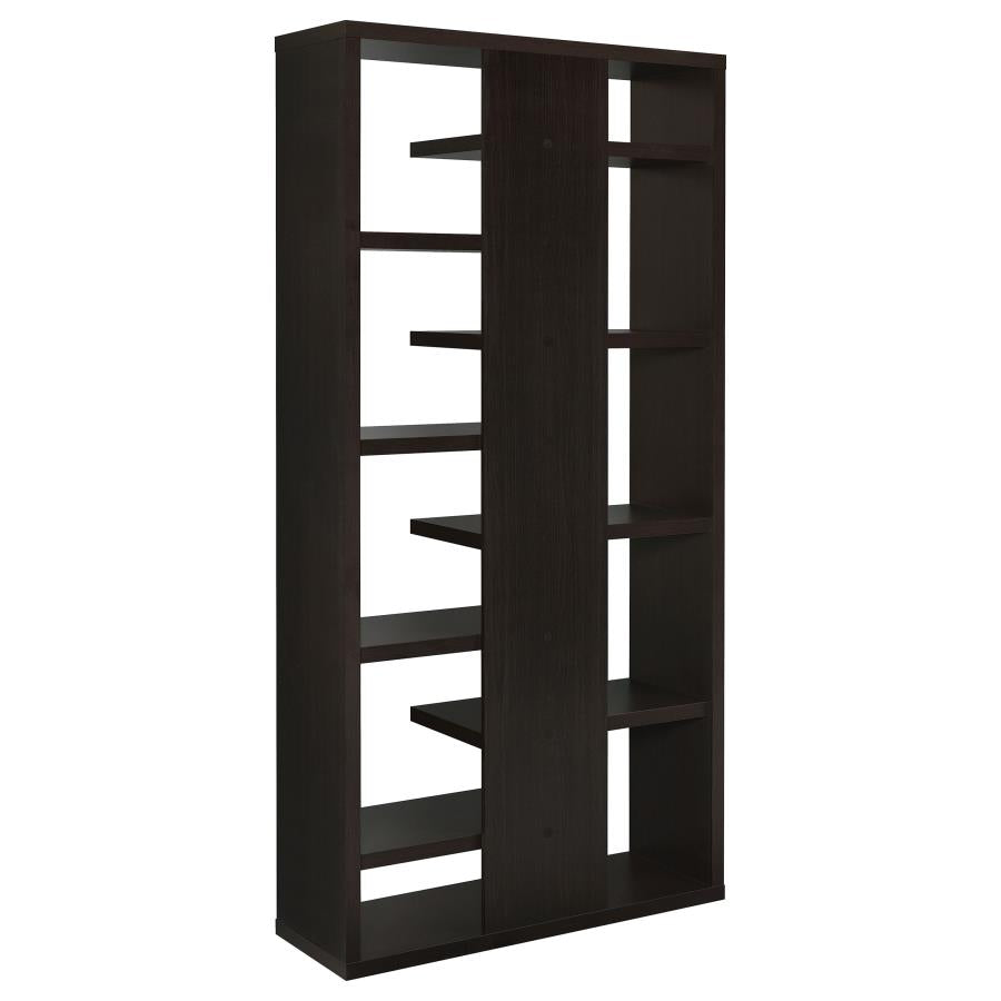 Altmark Bookcase with Staggered Floating Shelves Cappuccino