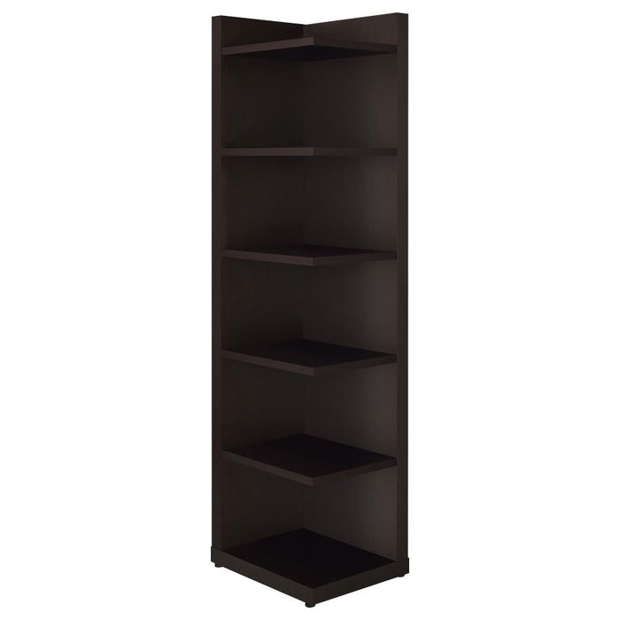 Pinckard 6-tier Corner Bookcase Cappuccino ONLY