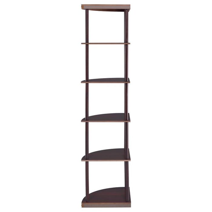 Bonwick 5-shelf Corner Bookshelf Cappuccino