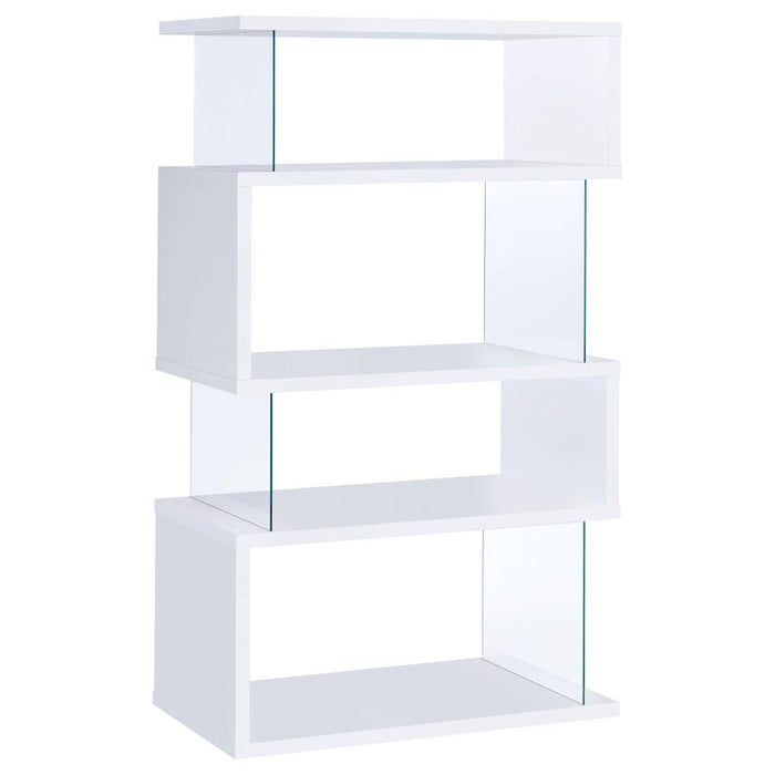 Emelle 4-tier Bookcase White and Clear