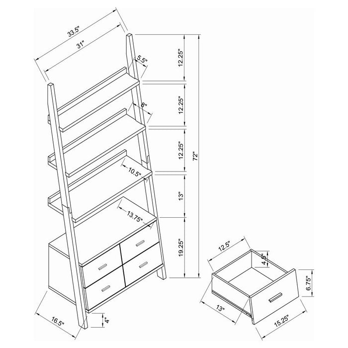 Colella 4-drawer Storage Bookcase Cappuccino