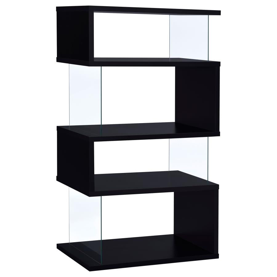 Emelle 4-tier Bookcase Black and Clear