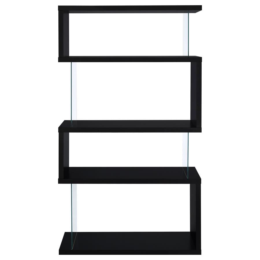 Emelle 4-tier Bookcase Black and Clear
