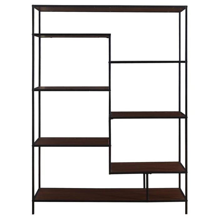 Asher 7-shelf Geometric Bookcase Walnut 48"