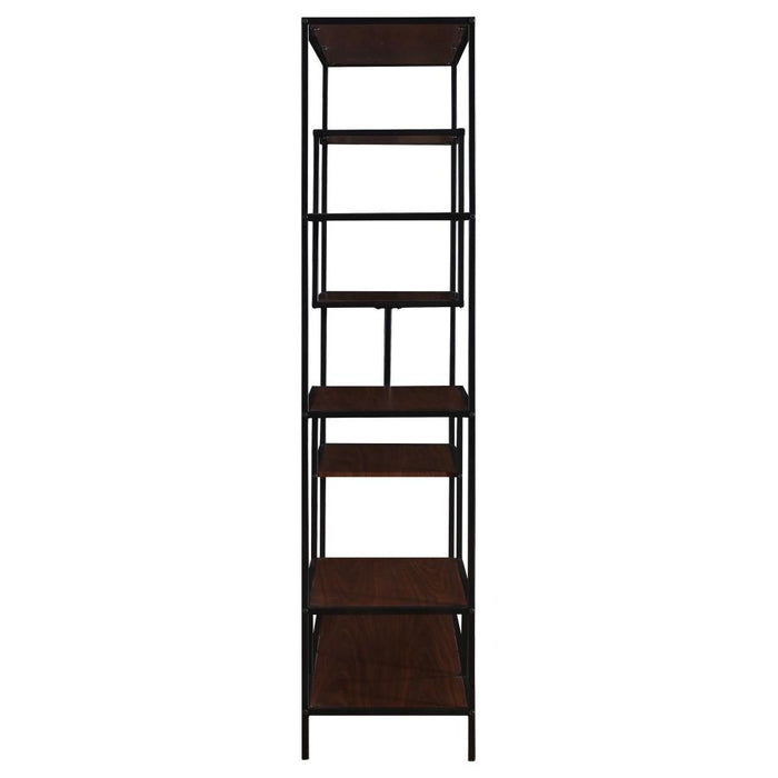 Asher 7-shelf Geometric Bookcase Walnut 48"